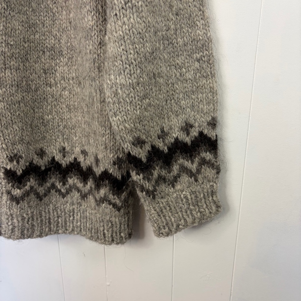 Vintage Wool Fair Isle Sweater Nordic Oversized Cardigan Boho Cabin Winter Large - Picture 3 of 10